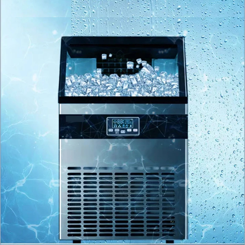 

PBOBP Commercial Cube Ice Maker with Water Drain Pump 50/60/70 KG/24H Freestanding LCD Touch Screen Liquid Freezer Ice Machine