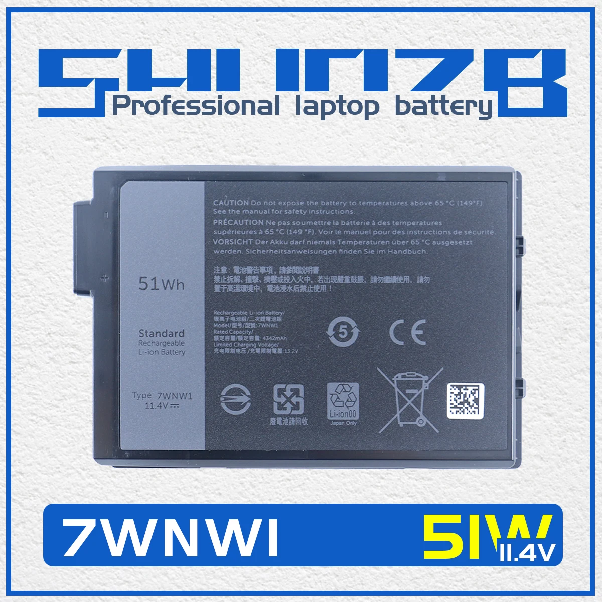 

SHUOZB 7WNW1 Аккумулятор для ноутбука Dell Latitude 7424 5424 5420 Rugged Extreme Series Notebook P85G P86G DMF8C 0DMF8C 11,4 V 51Wh