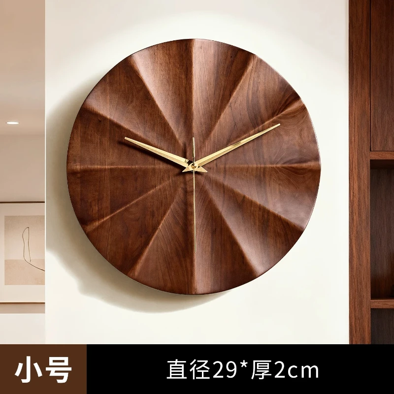 Premium Quality Mid-Century Walnut Solid Wood Silent Wall Clocks Creative Minimalist Wall-Mounted Living Dining Room Home Decors