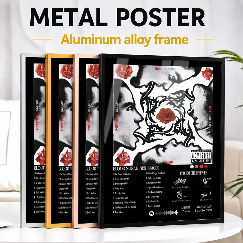 Red Hot Chili Peppers Blood Sugar Sex Magik Album Cover Framed Metal Print Customized Rock Tribute Wall Art For Room Fan Gift