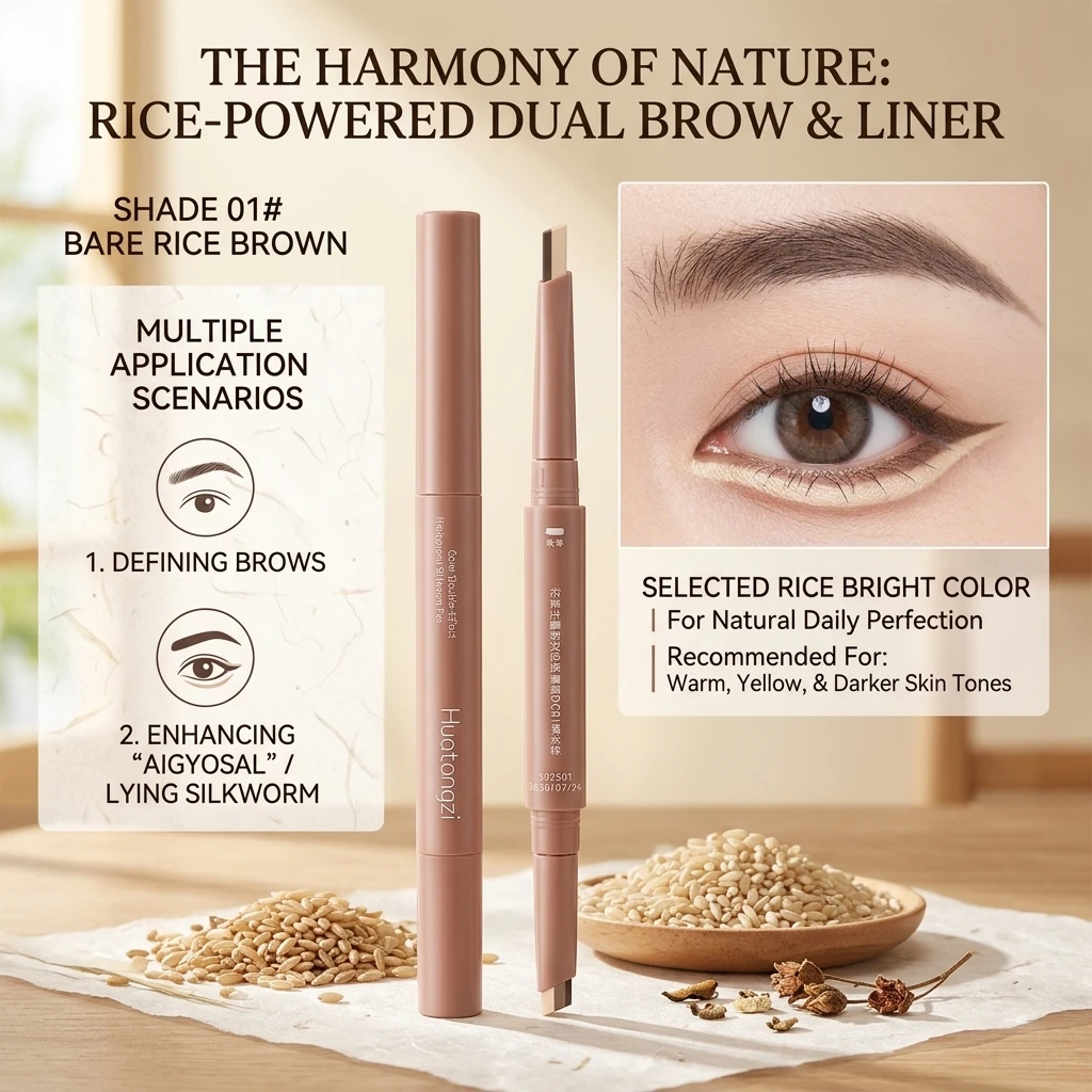 Gifts Double Ended Lying Silkworm Pencil Eye Makeup Tool Mulitfuntional Nude Liner with Brush Highlighter Makeup Pen