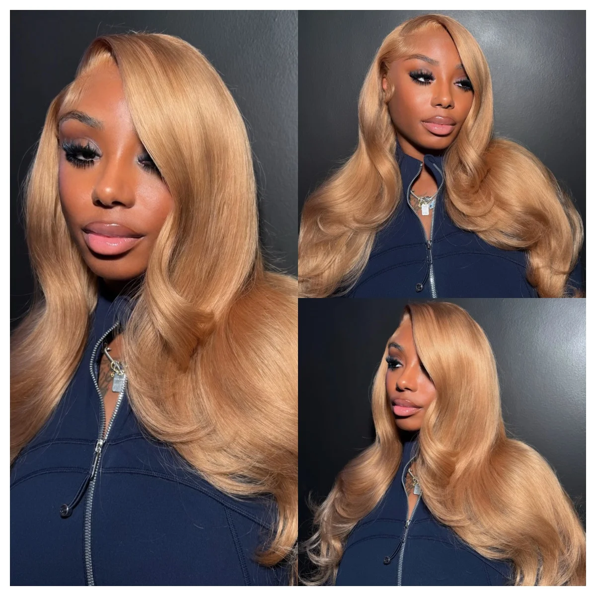 honey-blonde-ombre-highlight-lace-front-wig-synthetic-transparent-body-wave-for-women-colored-lace-front-wigs