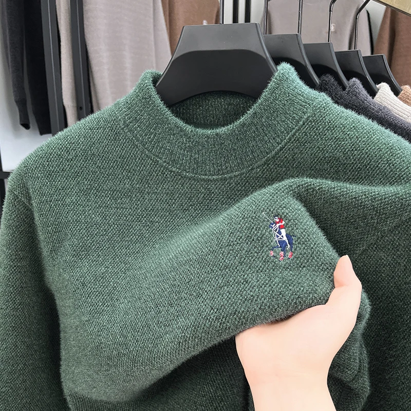 

Designer brand men knitted sweater high-end luxury pony embroidery comfort warm round neck top new fashion casual Paul pullover
