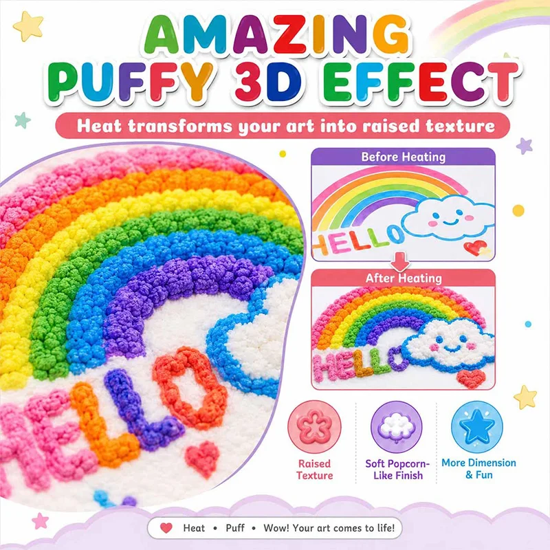 3D Bubble Pen Puffy Paint Popcorn Set Popcorns Drawing Pens Puffy Paint Effect Art Pens Craft Set Popcorn Drawing Drawing Tool