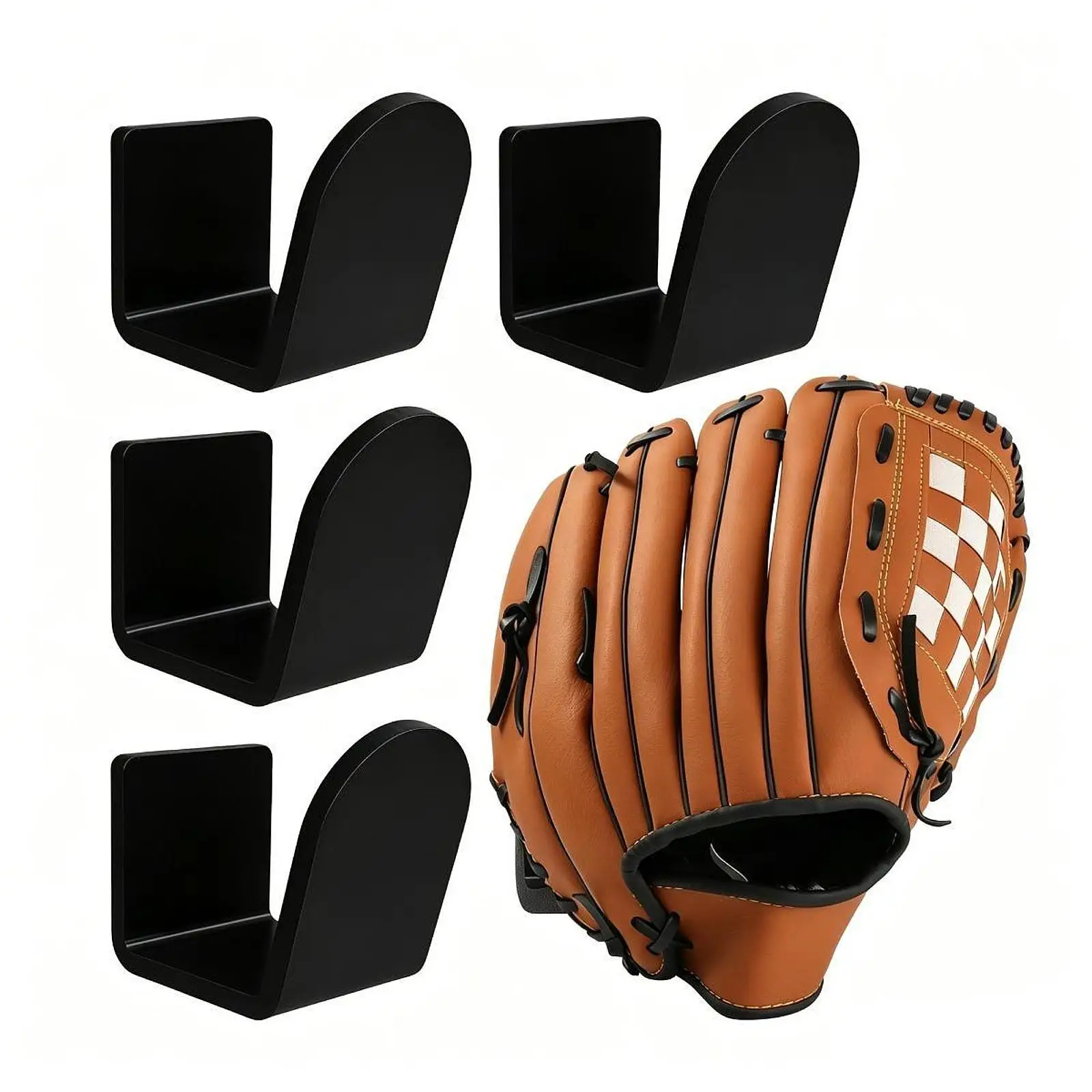 

4x Baseball Glove Holder Wall Mount Softball Glove Storage Organizer Hanger for Living Room