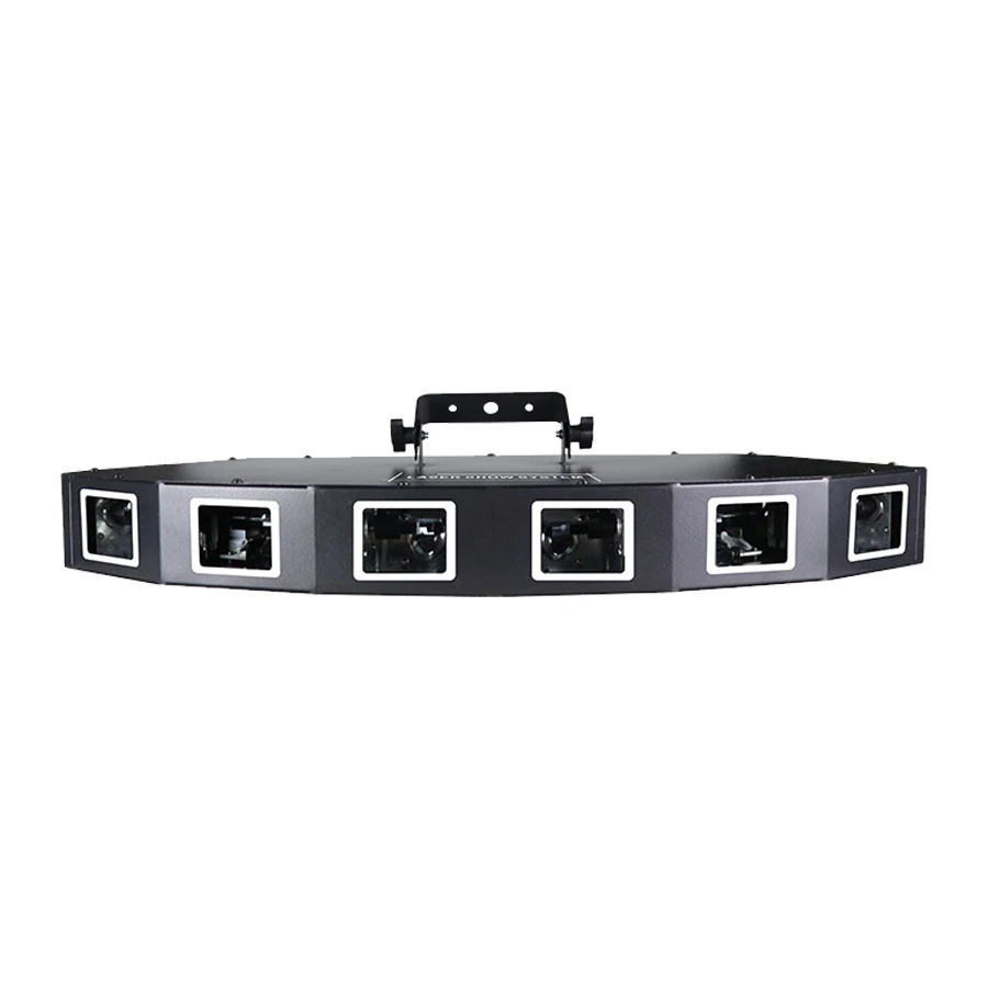 Fächerförmiger 6-Linsen Vollfarb-Scanning-Laserprojektor DMX512 RGB 3-in-1 Bühneneffekt-Laserlicht für DJ Disco Party Tanzfläche