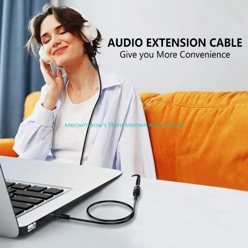 W91A 1/8inch AuxiliaryAudios Extension Cable 3,5 mm Mono mannelijk tot vrouwelijke kabel 80