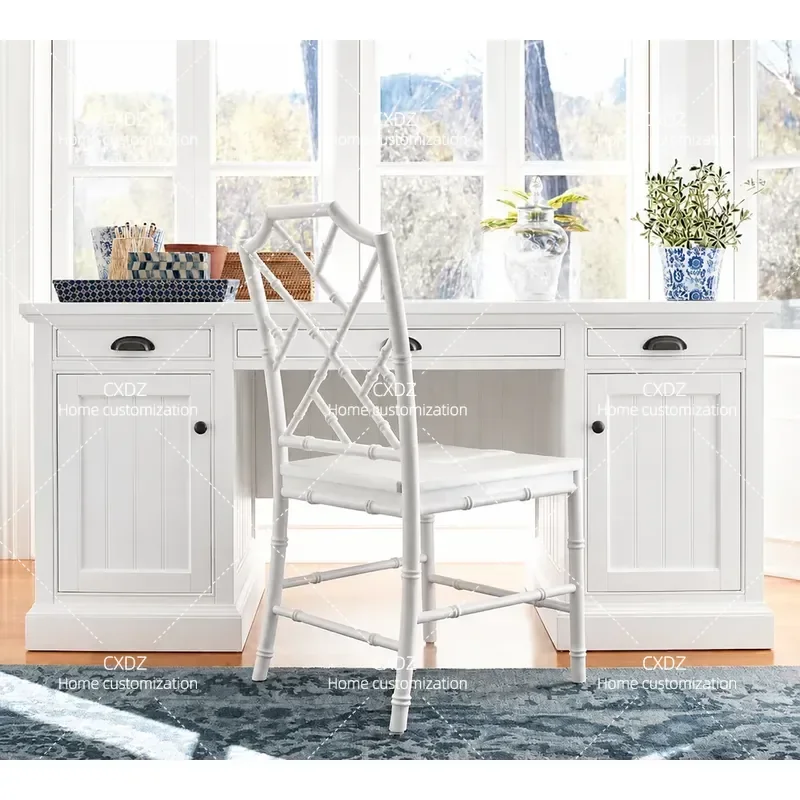 Rural Simple Eco Friendly All Solid Wood Study Furniture White Writing Desk Computer Table Study Desk Customizable