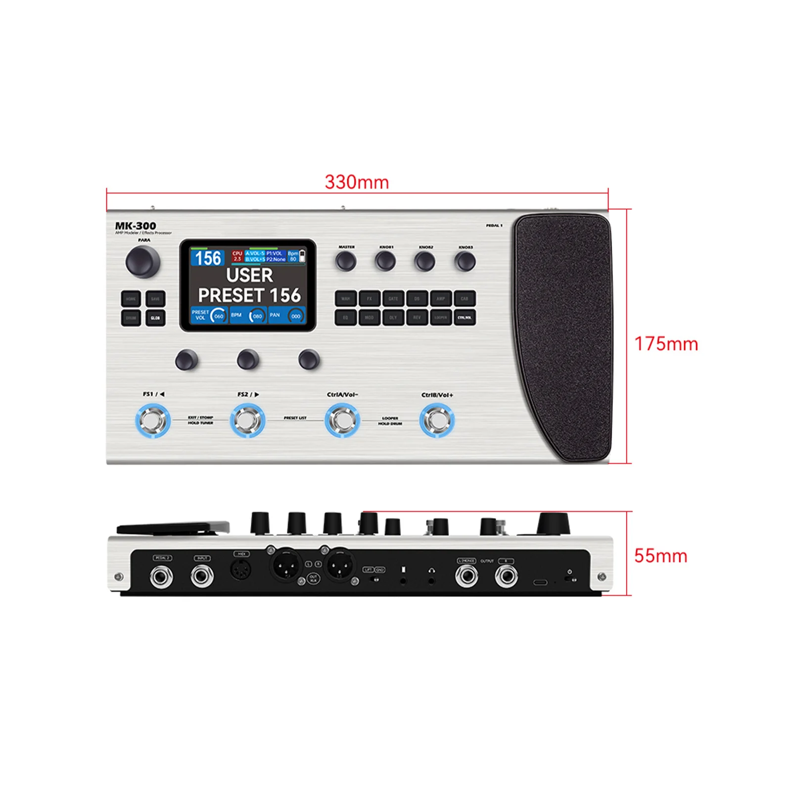 M-VAVE Processor Guitar Effects 120 AMP Models Drum Machine Loop MIDI Interface Re-Amp Portable Guitar Multi-Effects Processor P