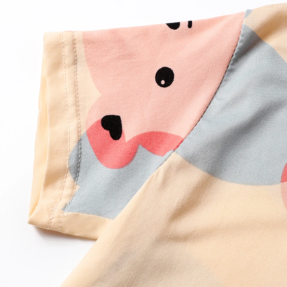 2-tlg. Kinder Sommer Mode Druck Hause Kleidung Anzug Junge Bequeme Joker Dinosaurier Kurzen ärmeln Mädchen Süße Rosa shorts Anzug – Detail 15