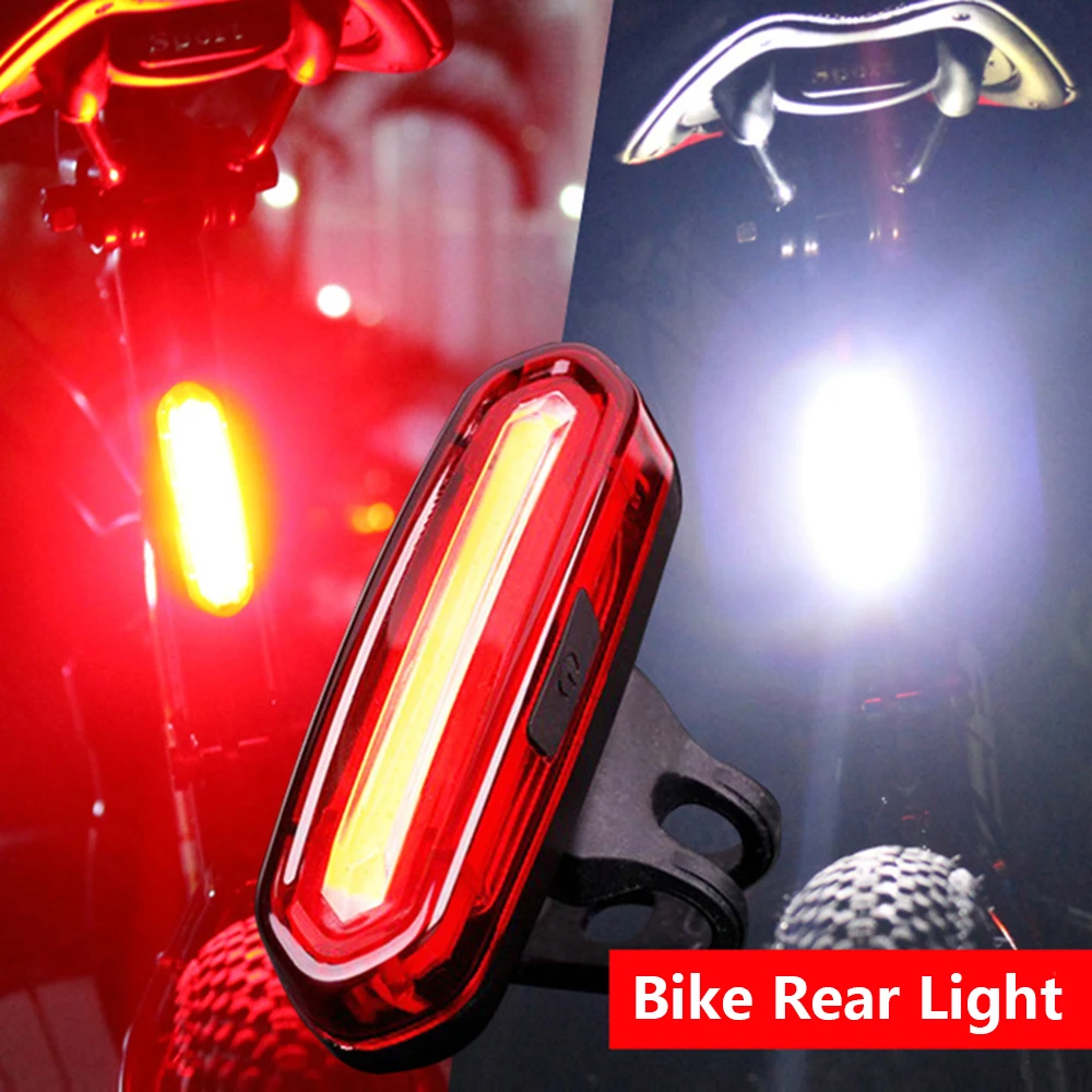 Mountain Bike Usb Rechargeable Cob Tail Light Night Riding Warning Light Cycling Led Rear Tail Wolf Star