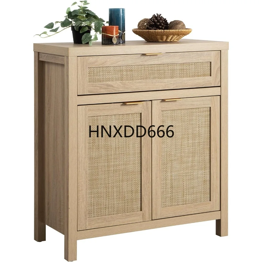 

Boho Credenzas Buffet Table Console Coffee Bar Cabinet for Entryway Living Room Rattan Accent Cabinet With Doors and Drawer Home