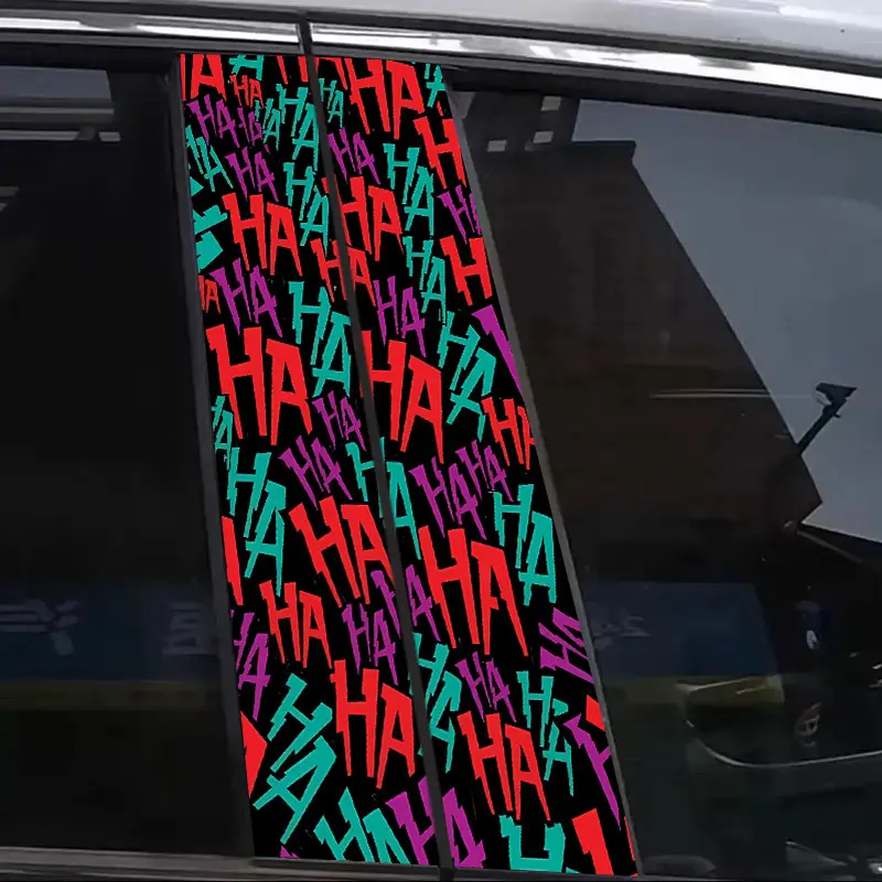 1/2pcs Joker Laughing Car Stickers Auto B Pillar Waterproof Decoration Cover Scratch DIY Car Doors Pillar Sunscreen Vinyl Decals view 2