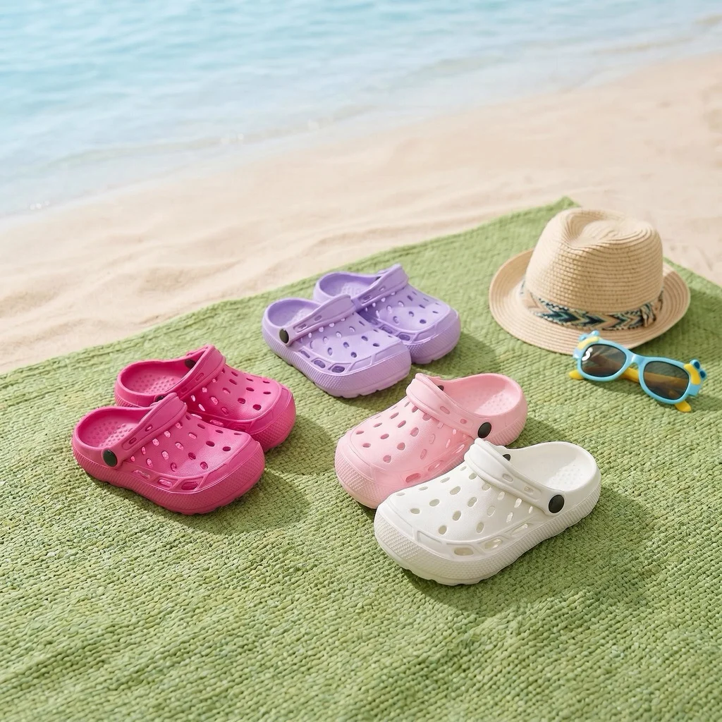 Kids Hollow Slippers EVA Soft Back Strap Sandals For Girls Lightweight Breathable Beach Pool Slip On Shoes Candy Colors