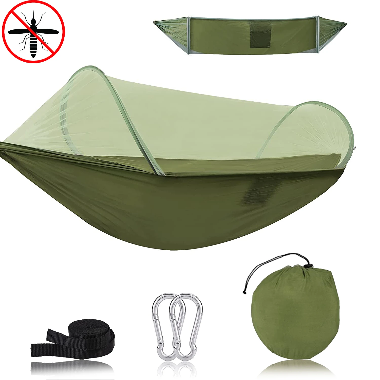 2024 Hammocks With Camping Outdoor Garden Anti Mosquito Net Survival Tourist Sleeping Hanging Hammocks Pop Shelters Full Set Bed