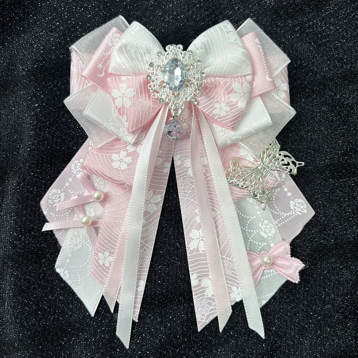 

Lolita Bowtie Anime Concert Cradle Stick Handmade Bowkont Shirt Collar Flower High end Luxury Water Diamond Brooch Jewelry Gifts