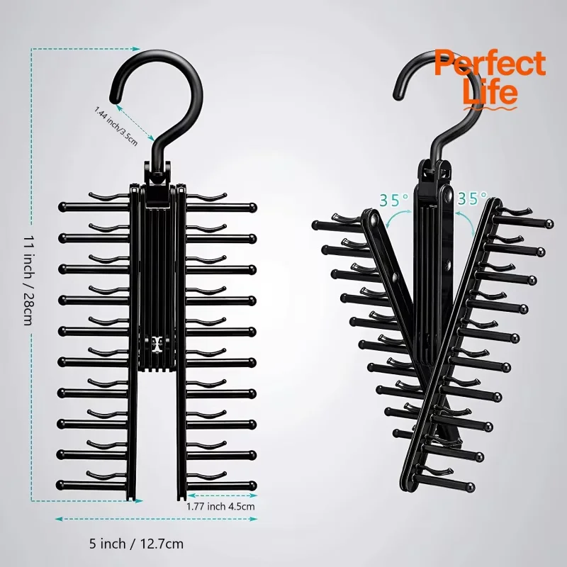 

Space Saving Tie and Belt Bracket with Rotating Bracket and Non Slip Clip Adjustable Tie Storage Rack Rotating Household Tie