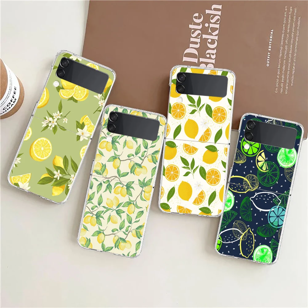 

Fruit lemon Phone Case For Samsung Galaxy Z Flip 3 4 5 Hard Folding Clear PC Bumper For Samsung Z Flip 6 Cover