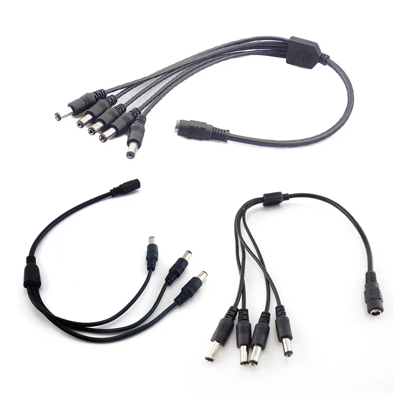 DC Power Jack 1 Female To 2/3/4 Male plug Splitter Adapter 5.5mm *2.1mm DC Connector Cable For CCTV Camera