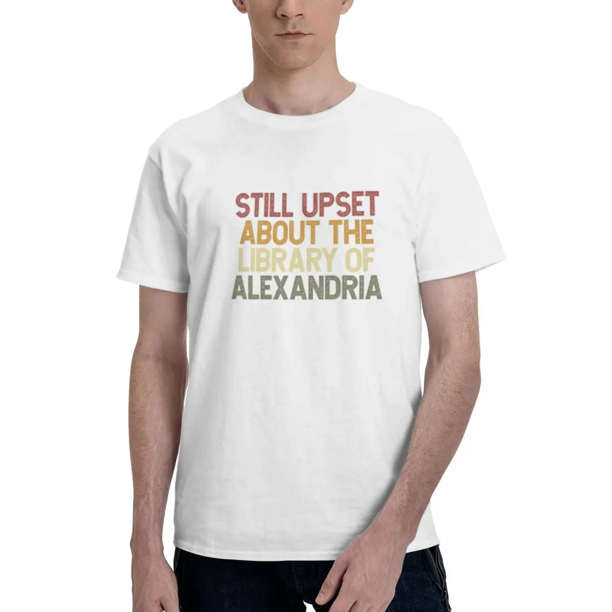 Still Upset About The Library Of Alexandria Classic Cotton Crew Neck T-Shirt Breathable and Lightweight Tee for Summer, Sports