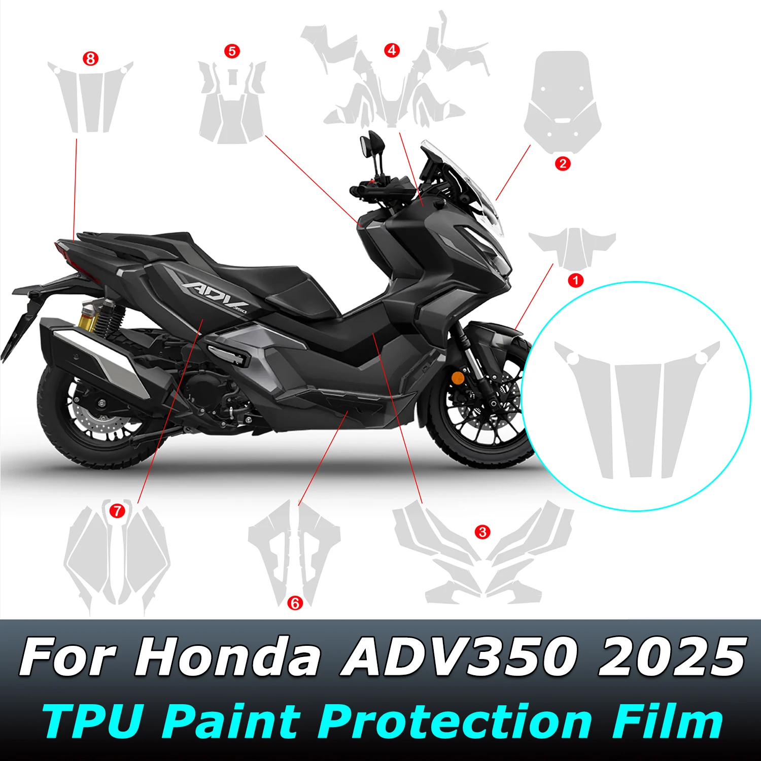 ADV350 TPU Paint Protection Film ADV 350 Transparent Motorcycle PPF Ultra-Thin Anti-scratch Parts Fit For Honda ADV350 2025
