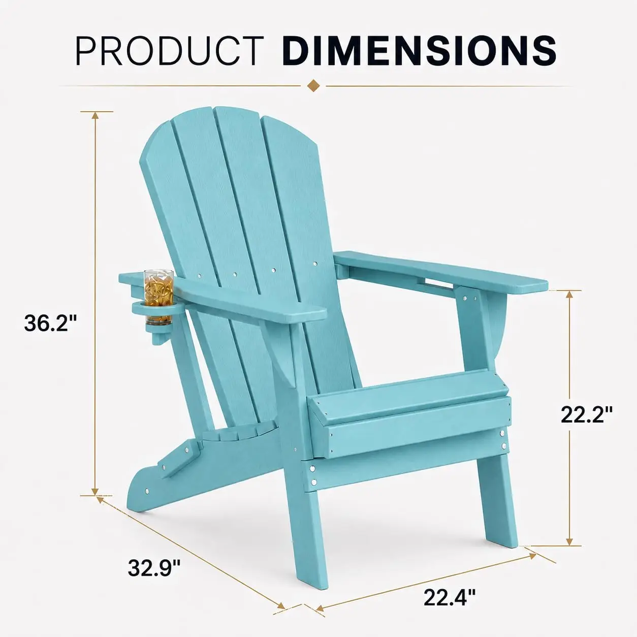 HDPE Folding Adirondack Chair Set 2, All Weather Resistant Outdoor Patio Seating, 353LBS for Pool Backyard Balcony, Customized