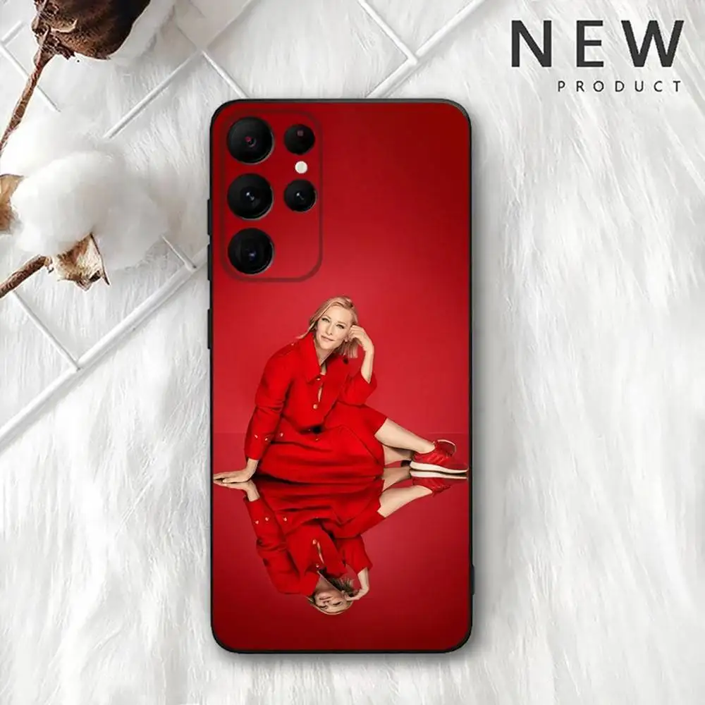 حافظة هاتف كيت بلانشيت لهاتف سامسونج S 25,24,23,22,30,21,10,9,Ultra,Plus,Lite,FE,4,5G حافظة ناعمة سوداء