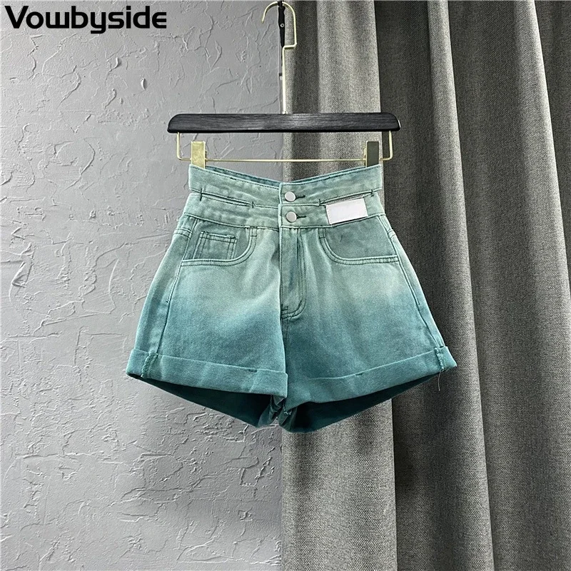 

Summer Women's Denim Shorts Casual Jeans Shorts Gradient High Waist Hot Pants