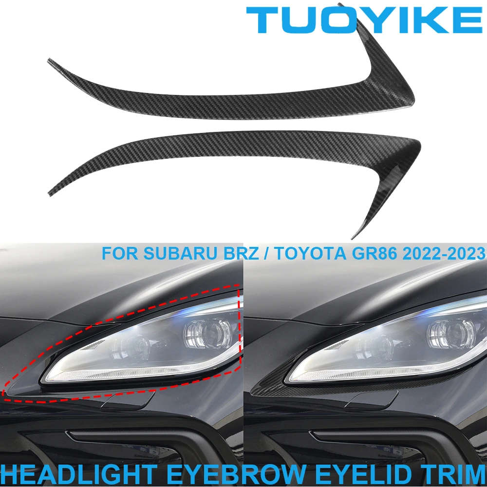 

LHD RHD Real Carbon Fiber Headlight Headlamp Eyebrows Eyelids Frame Trim Cover Sticker For Toyota GR86 Subaru BRZ 2022-2023