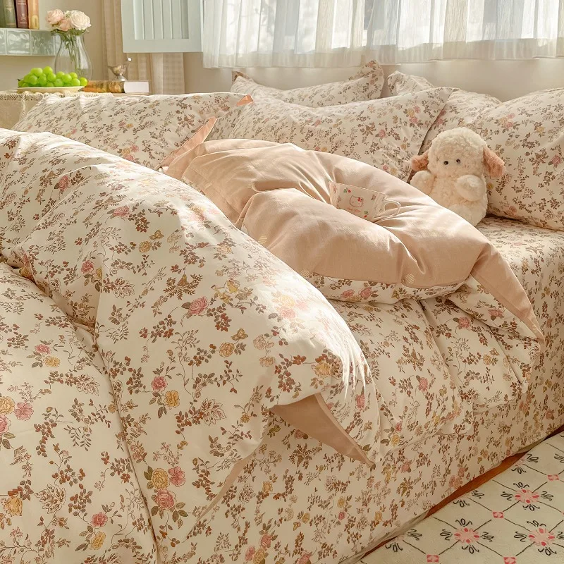 Spring new printed cotton quilt cover bedding cartoon dormitory single piece quilt cover small floral, no pillowcase and sheet