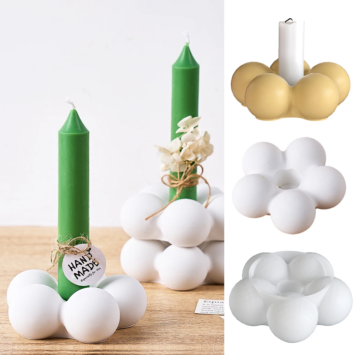 

Bubble Cloud Candle Holder Silicone Mold 3D Petal Aromatherapy Long Candlestick Making Mold Gypsum Craft Ornaments Home Decor