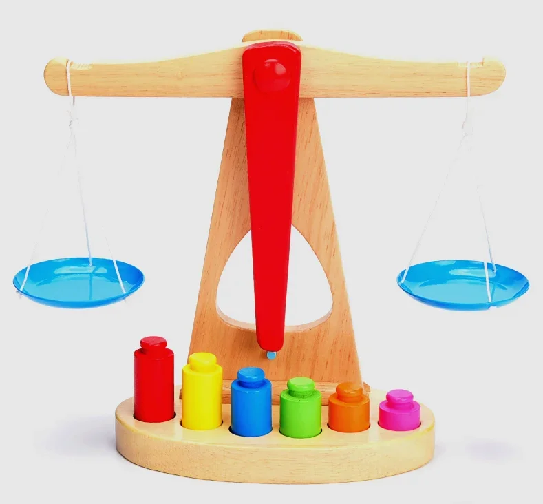 Báscula de equilibrio de madera colorida, Péndulo de frijol Libra, juguetes de desarrollo de aprendizaje temprano para niños, regalo de juguete de matemáticas para bebés