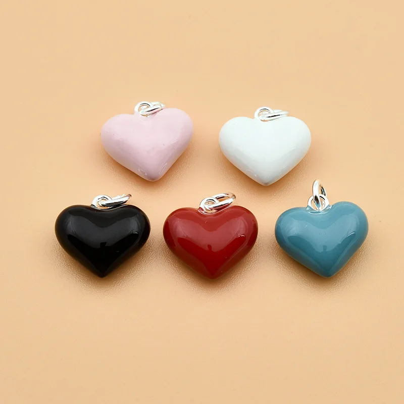 

1Pc Valentine's Day Gift Jewelry DIY Accessories 925 Silver Heart Love Pendant for Earring Necklace Bracelets Handmade Supplies