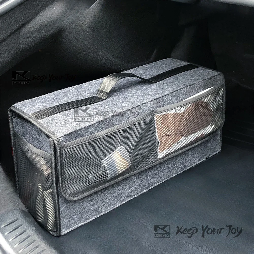 Upgraded with Add Net Bag Large Anti Slip Compartment Boot Storage Tool Car Storage Bag Car Trunk Felt Storage Box Accessories