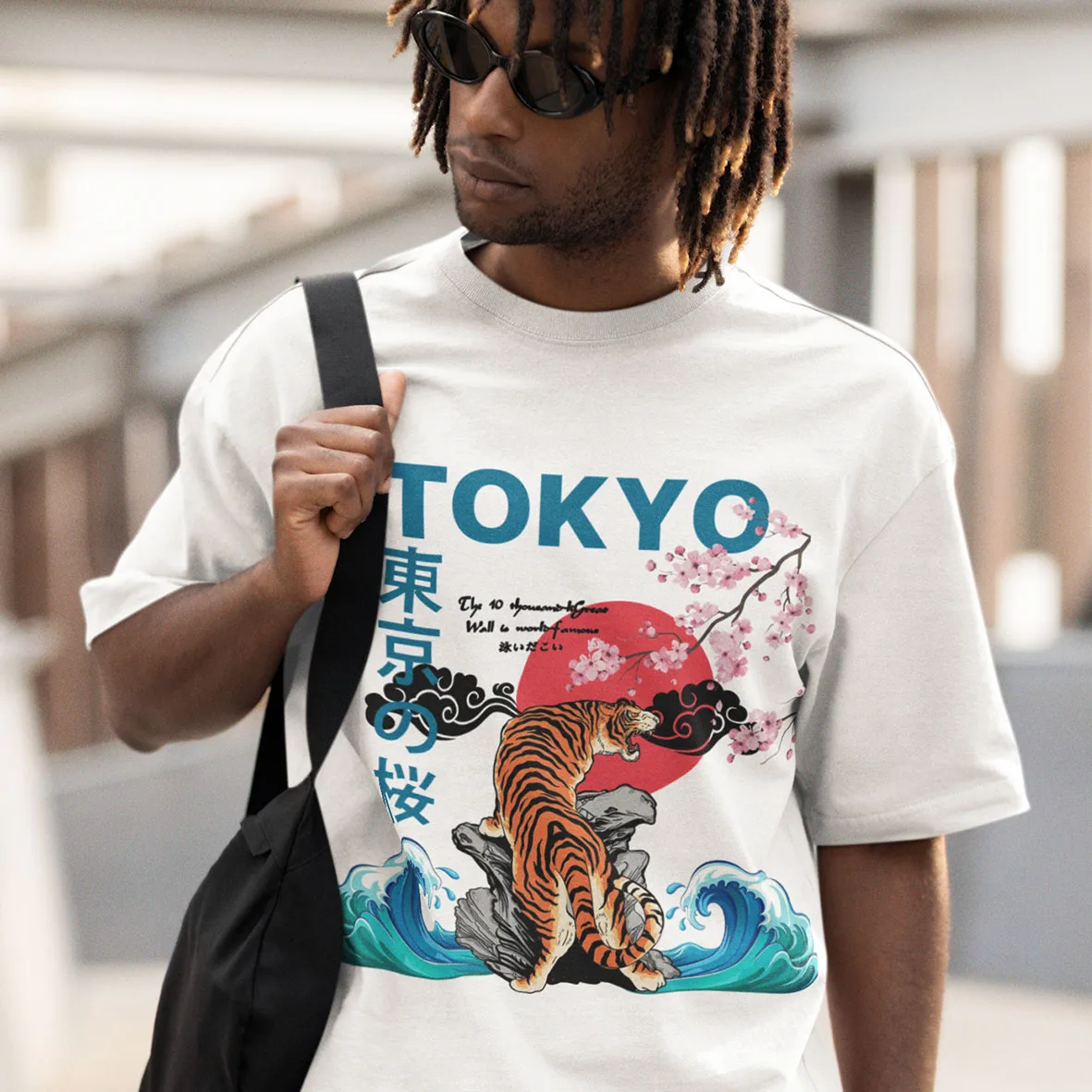 2025 Harajuku T-shirt men and women street wear Japanese Tokyo tiger pattern T-shirt neutral casual summer 100% cotton T-shirt