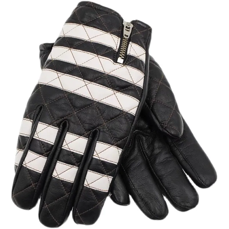 Men's Genuine Sheepskin Leather Motorcycle Enduro Gloves Touch Screen All-Season Commuter Motorbike Biker Driving bmx Work Glove view 2