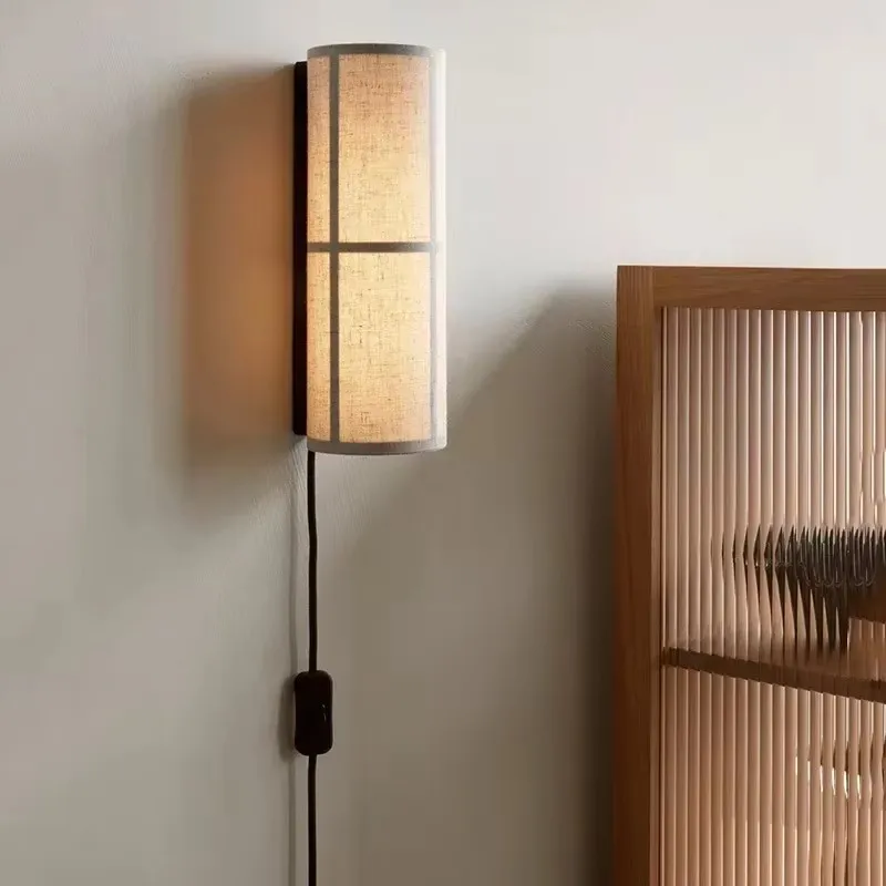 

Morden Retro LED Cloth Wall Lamp with Plug Living Room Aisle Bedroom Bedside Lamp Homestay Decorative Atmosphere Lamp