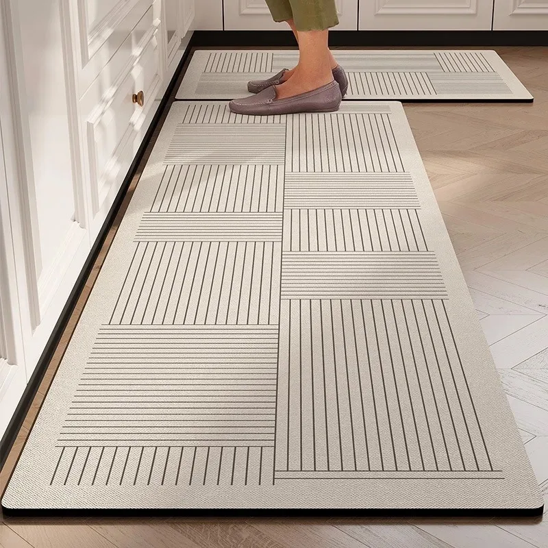 Kitchen Diatom Mud Anti-slip Carpet PVC Water Oil Absorption Area Long Strip Rug Minimalist Style Floor Mats Alfombra De Cocina