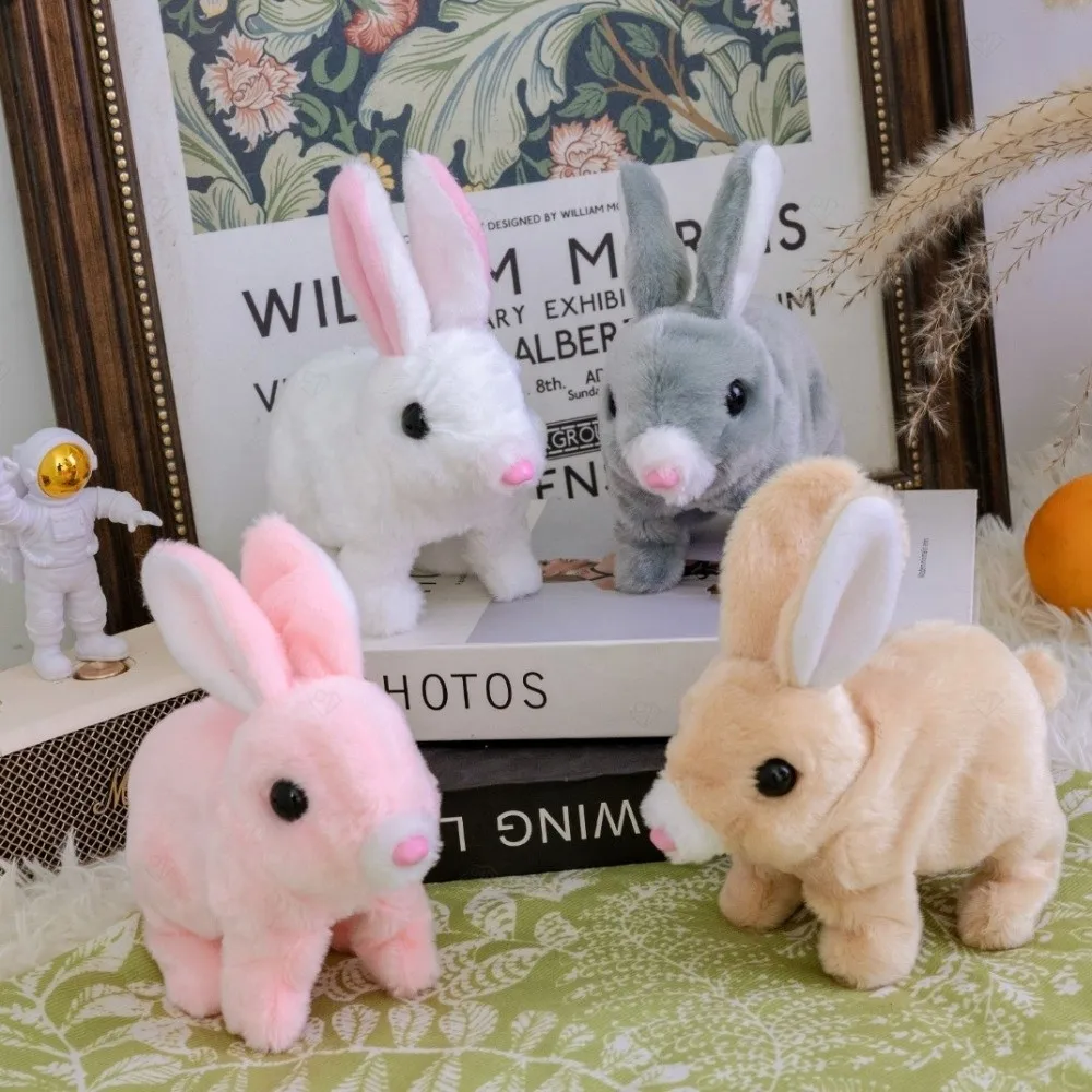 Walking Wiggle Ears Interactive Rabbit Lifelike Simulation Wag Tail Electric Bunny Sound And Action Stuffed Rabbit