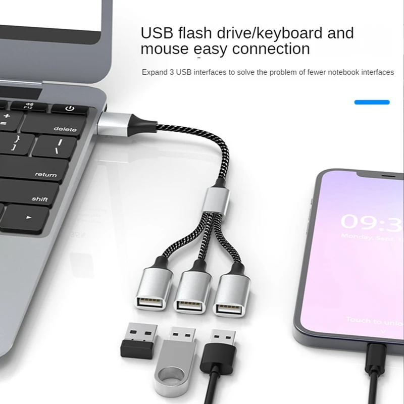 ГОРЯЧАЯ ПРОДАЖА USB-USB 2.0 Тройной USB-порт HUB OTG Кабель-адаптер Hab Конвертер для зарядки данных Разветвитель USB-удлинитель, USB a-2 USB