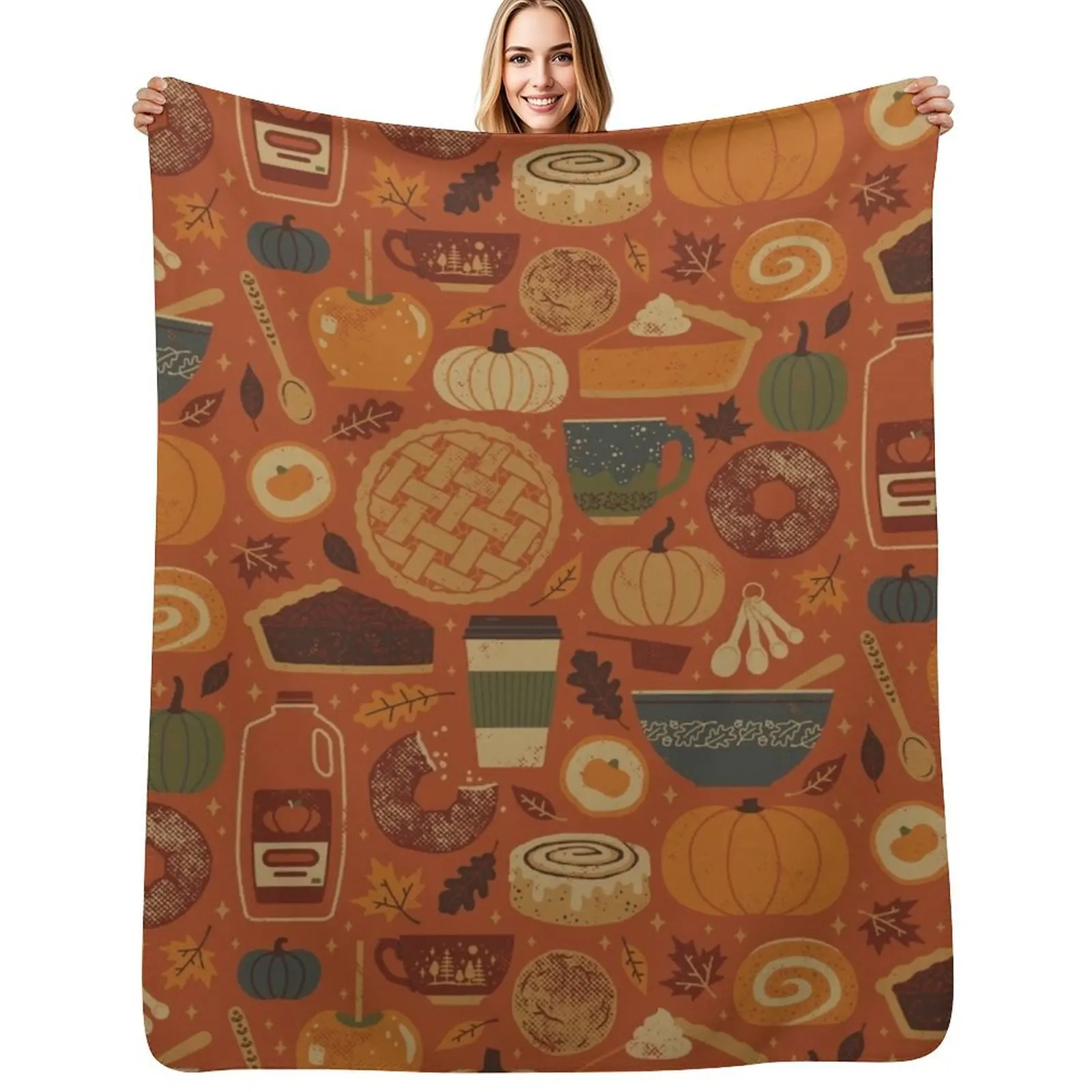 

Pumpkin Spice Throw Blanket Decorative Soft Throw Blanket for Couch Sofa