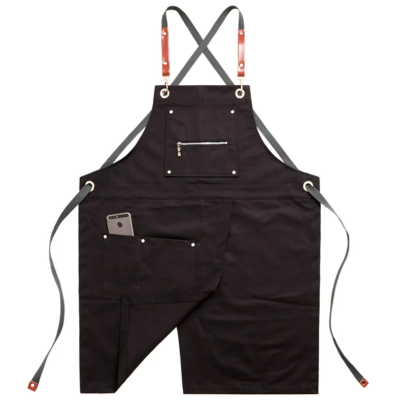 European Restaurant Barber Floral Artist Kitchen Men and Women Durable Overalls Coffee Shop Custom Logo Nail Chef Pockets Apron