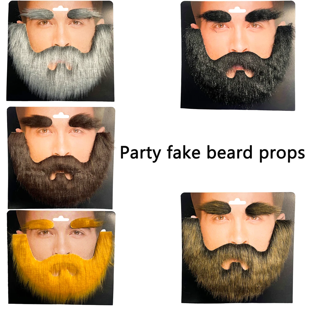 Halloween Fake Beard Funny Mustaches Costume Whiskers Hair False Eyebrow and Beard Set  Halloween Party Role Playing Accessories