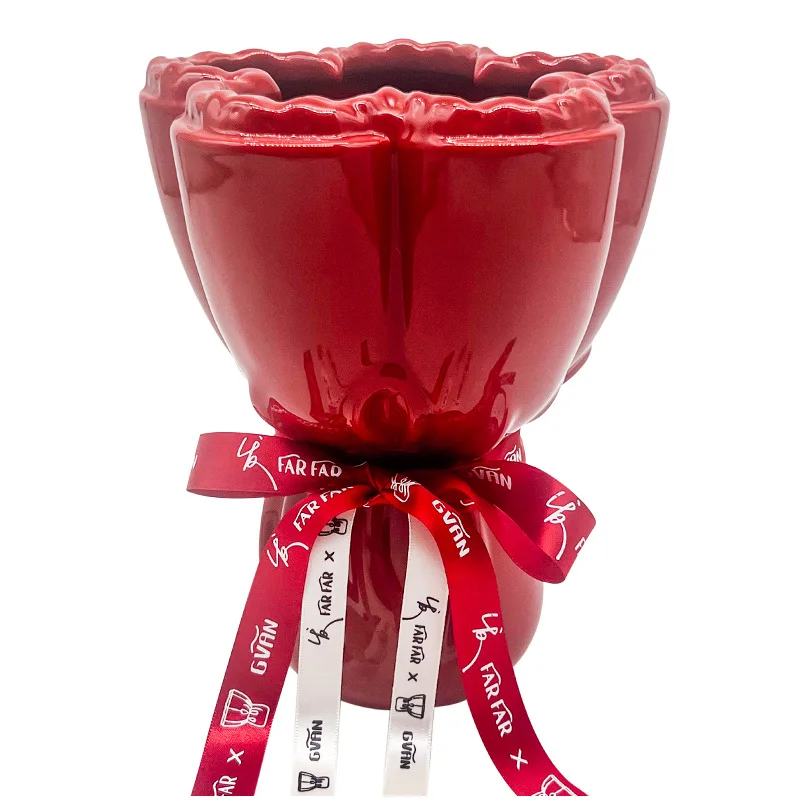 Bouquet ceramic vase ornament, living room decoration flower arrangement, high-end wedding bouquet housewarming gift