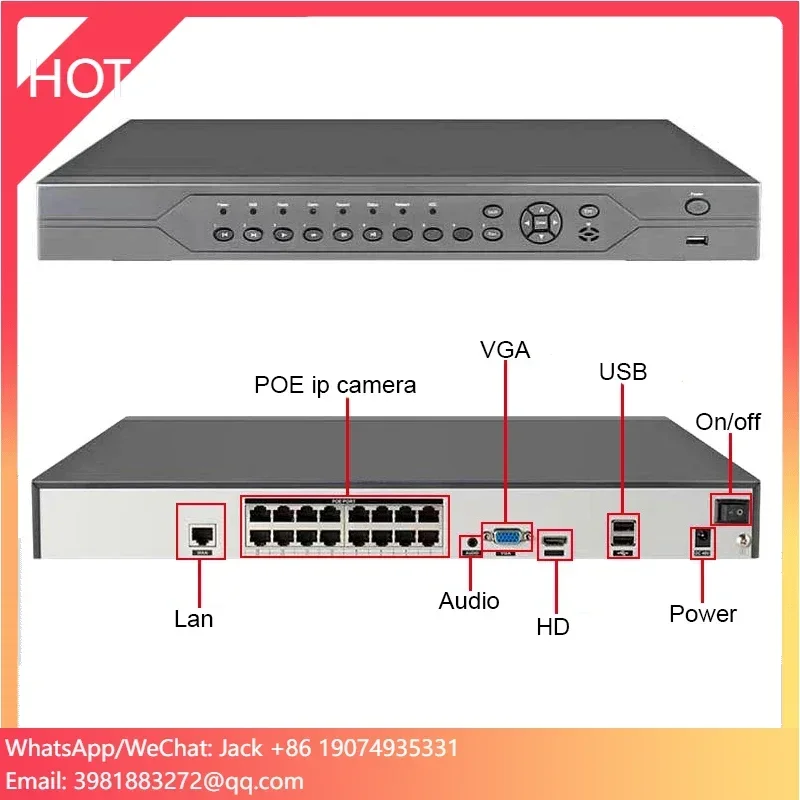 

16CH 8MP 4K POE Network Video Recorder (NVR) Camera for Home or Office Security Monitoring