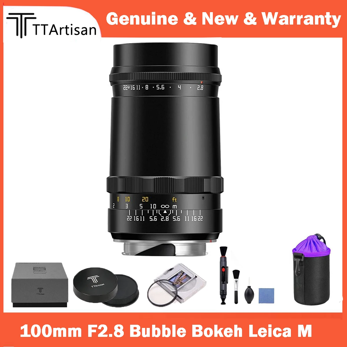 

TTArtisan 100mm f2.8 Bubble Bokeh Full Frame Lens for Leica M Mount Cameras Leica M2 M3 M4 M5 M6 M7 M8 M9 M9P M10 M262 M240P