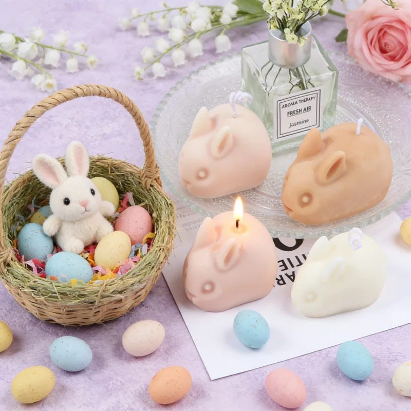 3D süße Kaninchen Silikon Kerze Form Hase Aromth Form handgemachte Werkzeuge für Seife Kerzen Harz machen Ostern Home Decor DIY Form