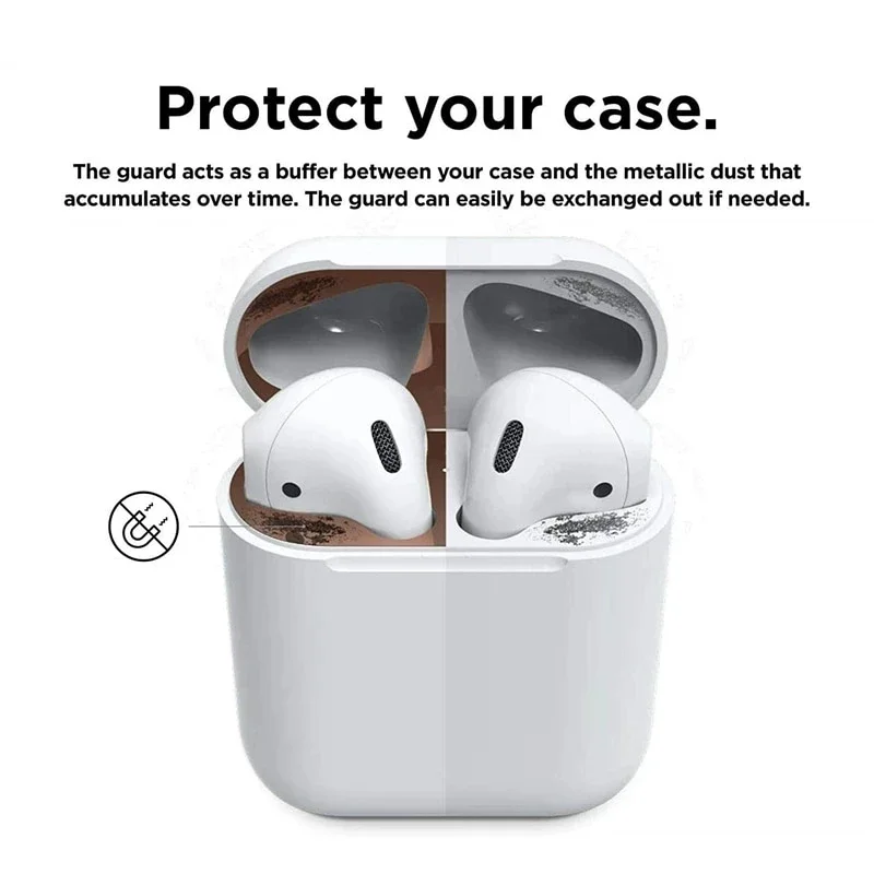 Для Airpods Pro 2, металлический пылезащитный чехол-наклейка, чехол для наушников Airpods 1 2 3 Air Pods, зарядное устройство для наушников, аксессуары