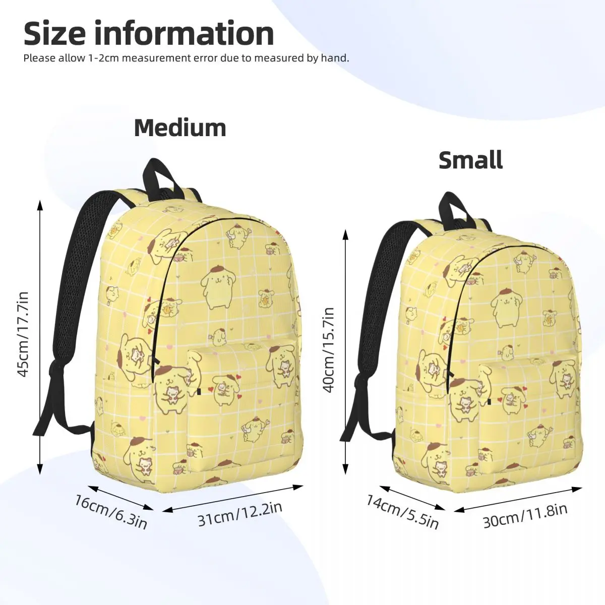 Pom Pom Purin Rugzak Casual rugzakken Jeugd Camping Print Middelbare schooltassen Ontwerprugzak