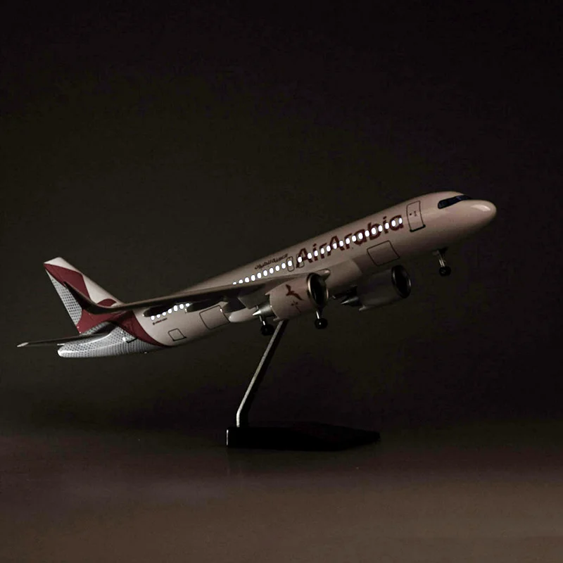 

New 1:80 Scale A320 Diecast Resin Model AirArabia Airlines Airbus Plane Plane With Light And Wheel Airplane Collection Display